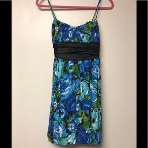Love Blue and Green Floral Cocktail Dress